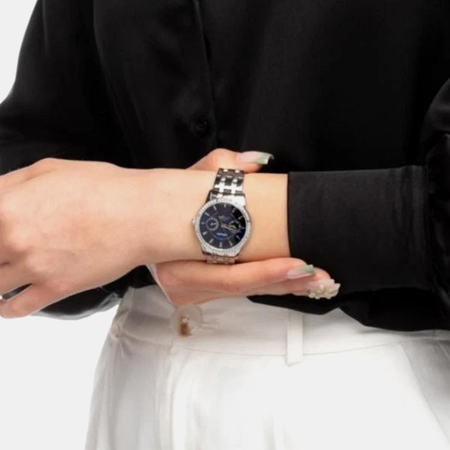Moonphase Women Quartz Blue Dial Multi-Function Stainless Steel Watch A3601.5115QFZ