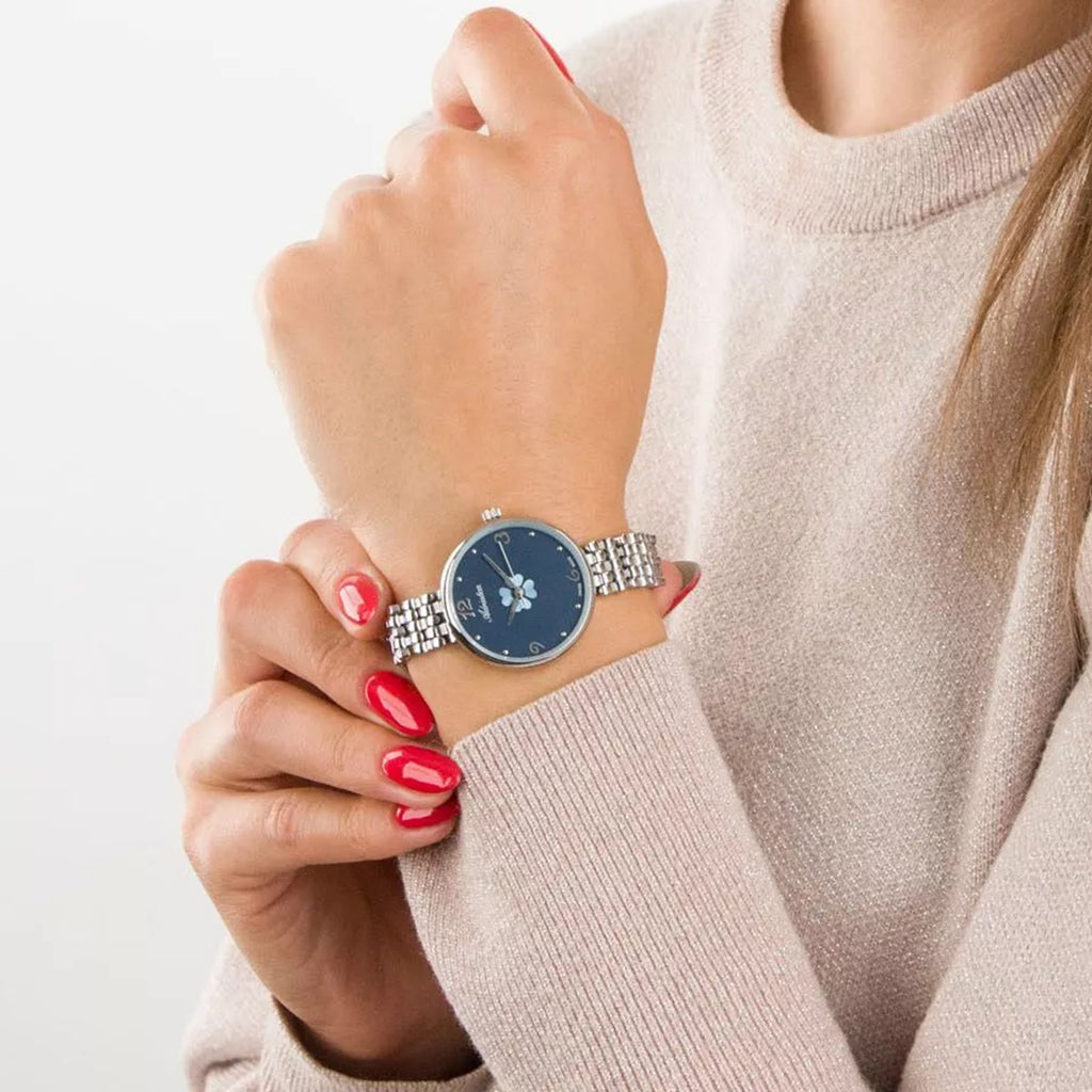 Essence Women Quartz Blue Dial Analog Stainless Steel Watch A3783.5175Q