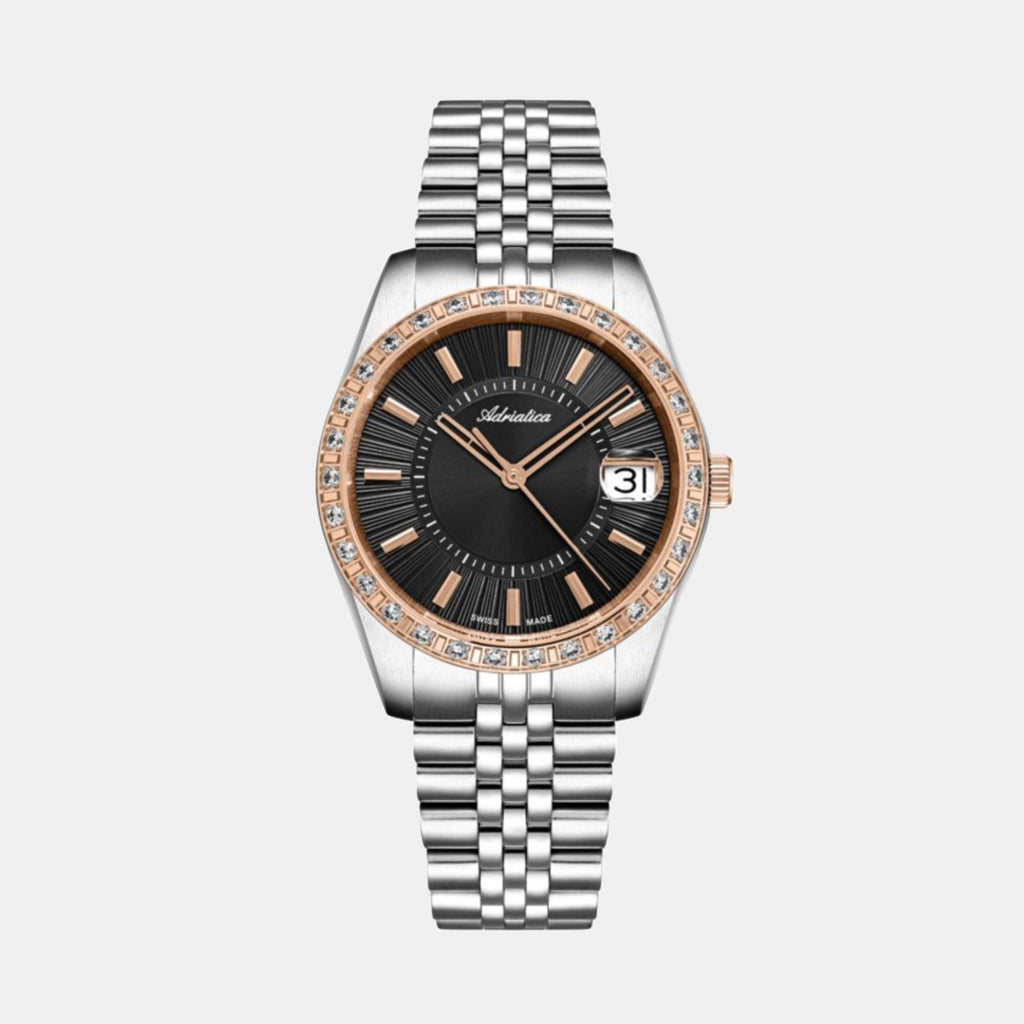 Adriatica Women Quartz Black Dial Analog Stainless Steel Watch A3801.R116QZ-1