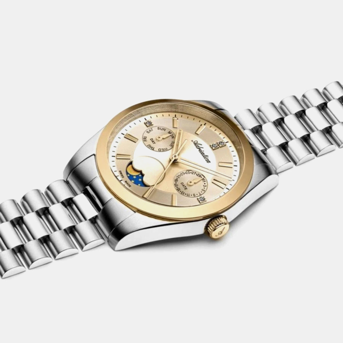 Moonphase Women Quartz Champagne Dial Multi-Function Stainless Steel Watch A3802.2111QF
