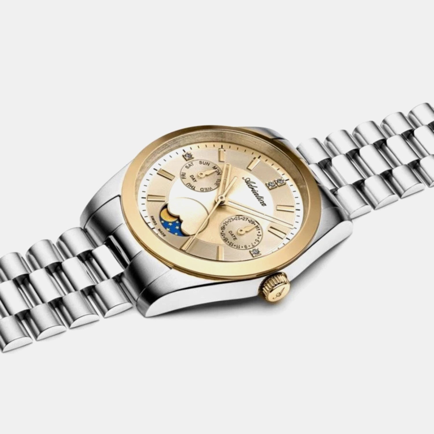 Moonphase Women Quartz Champagne Dial Analog Stainless Steel Watch A3802.2111QF