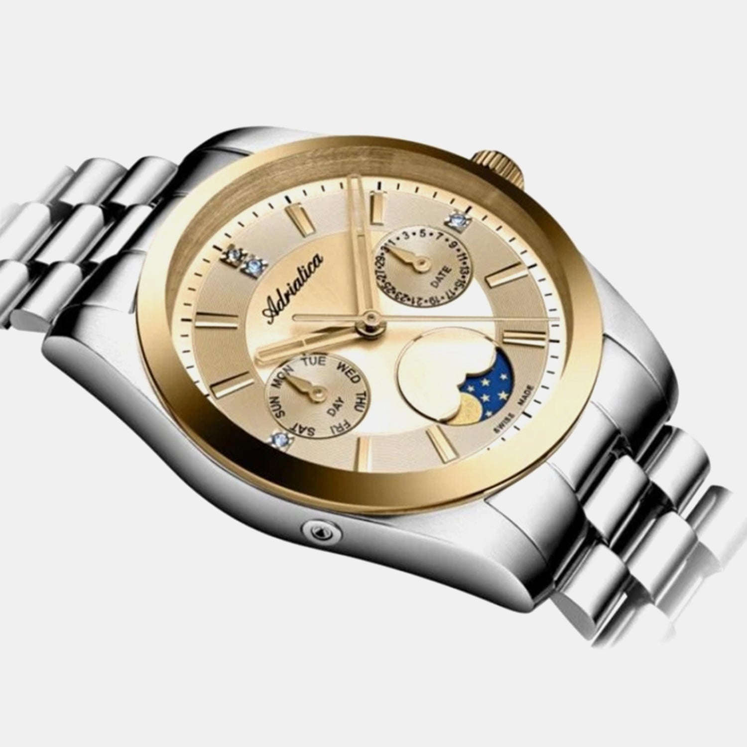 Moonphase Women Quartz Champagne Dial Analog Stainless Steel Watch A3802.2111QF