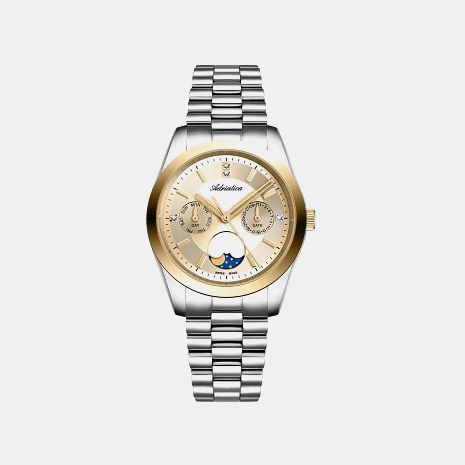 Moonphase Women Quartz Champagne Dial Analog Stainless Steel Watch A3802.2111QF