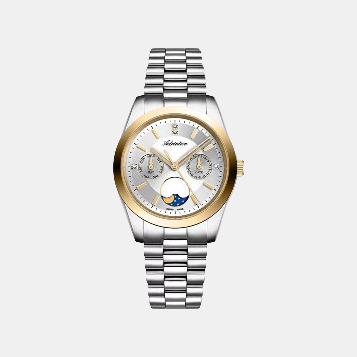 Moonphase Women Quartz Silver Dial Multi-Function Stainless Steel Watch A3802.2113QF