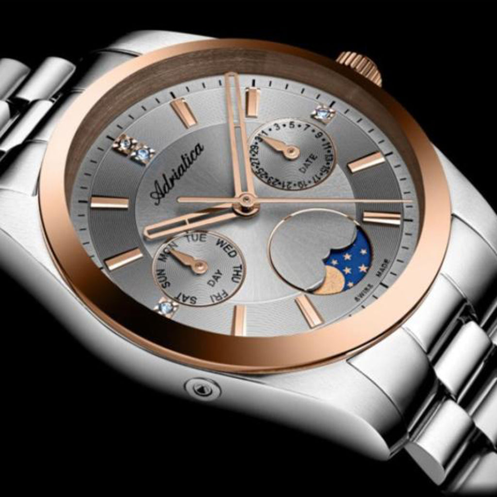 Women Quartz Grey Dial Multi-Function Stainless Steel Watch A3802.R117QF