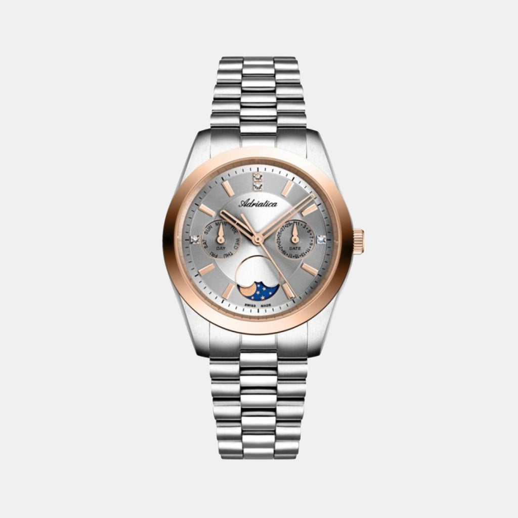 Women Quartz Silver Dial Multi-Function Stainless Steel Watch A3802.R117QF