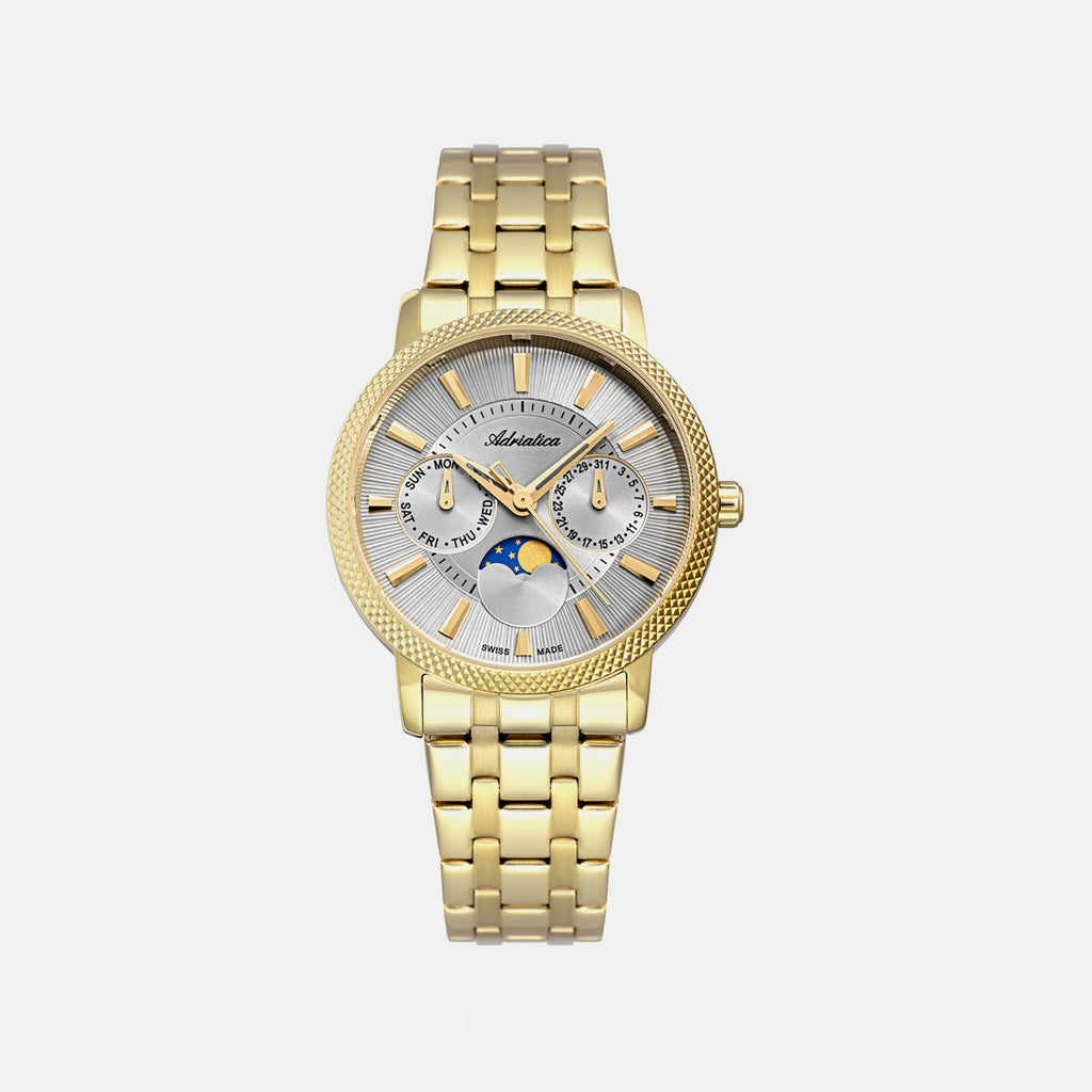 Moonphase For Her Women Quartz Grey Dial Multi-Function Stainless Steel Watch A3808.1117QF