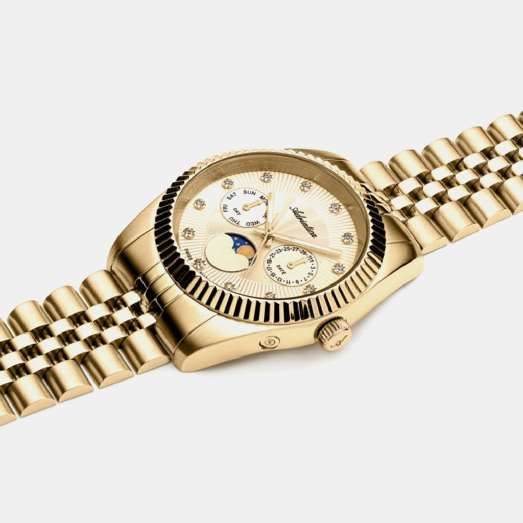 Moonphase Women Quartz Gold Dial Multi-Function Stainless Steel Watch A3809.1141QF