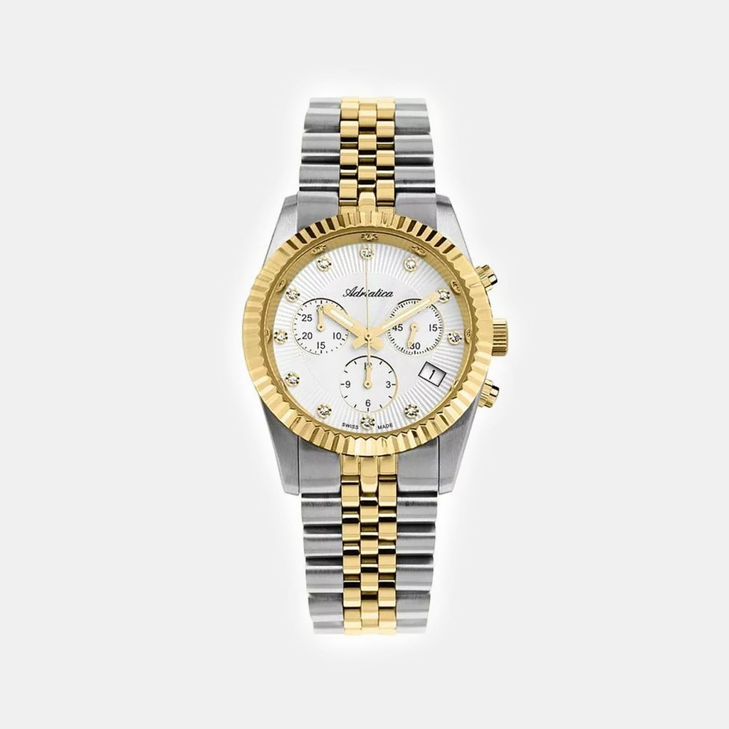 Classic Women Quartz Silver Dial Chronograph Stainless Steel Watch A3809.2143CH