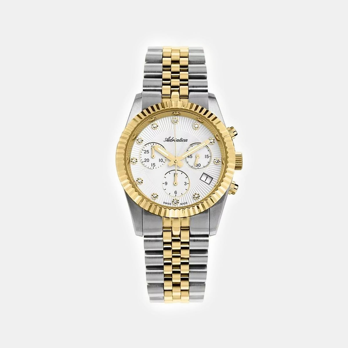 Classic Women Quartz Silver Dial Chronograph Stainless Steel Watch A3809.2143CH