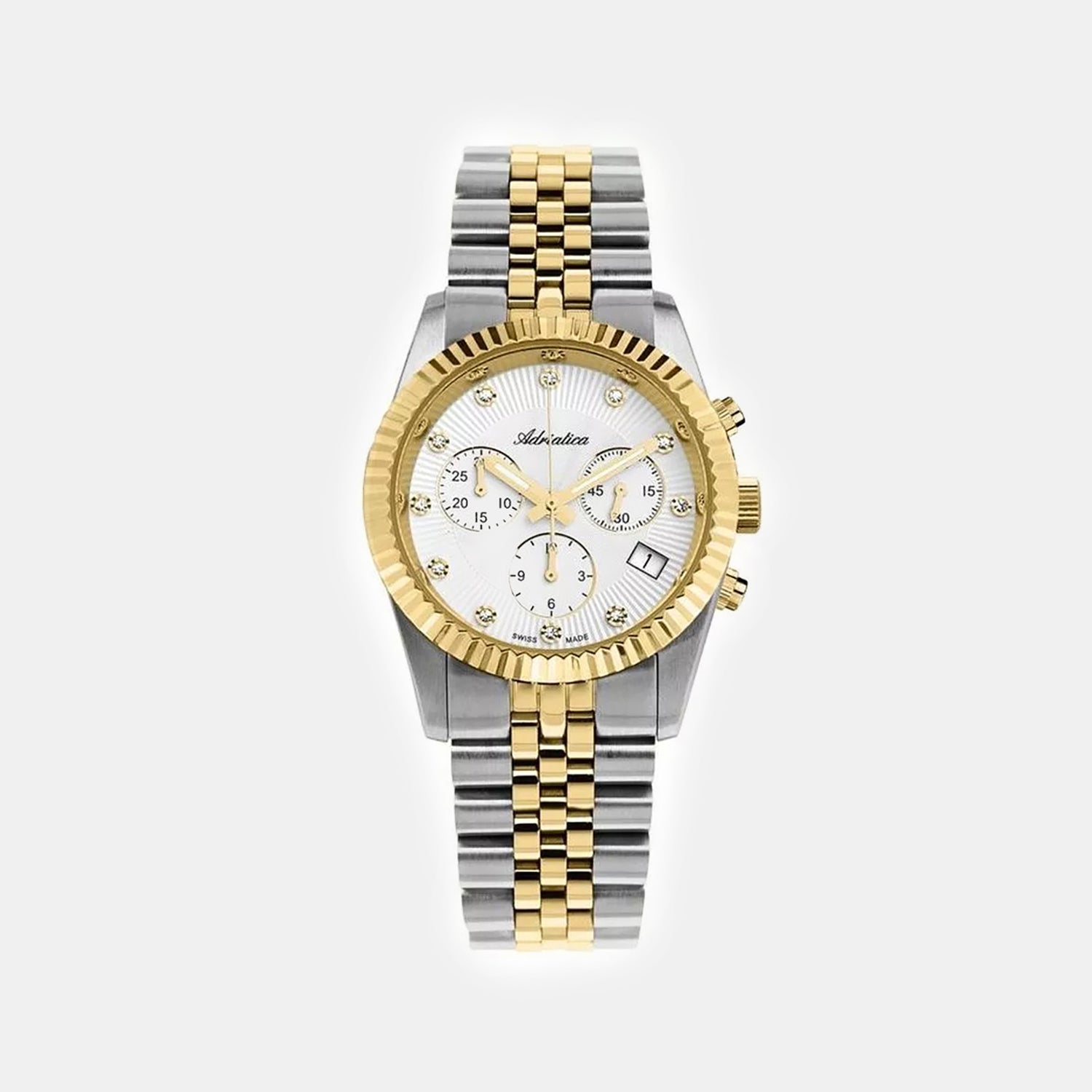Classic Women Quartz Silver Dial Chronograph Stainless Steel Watch A3809.2143CH