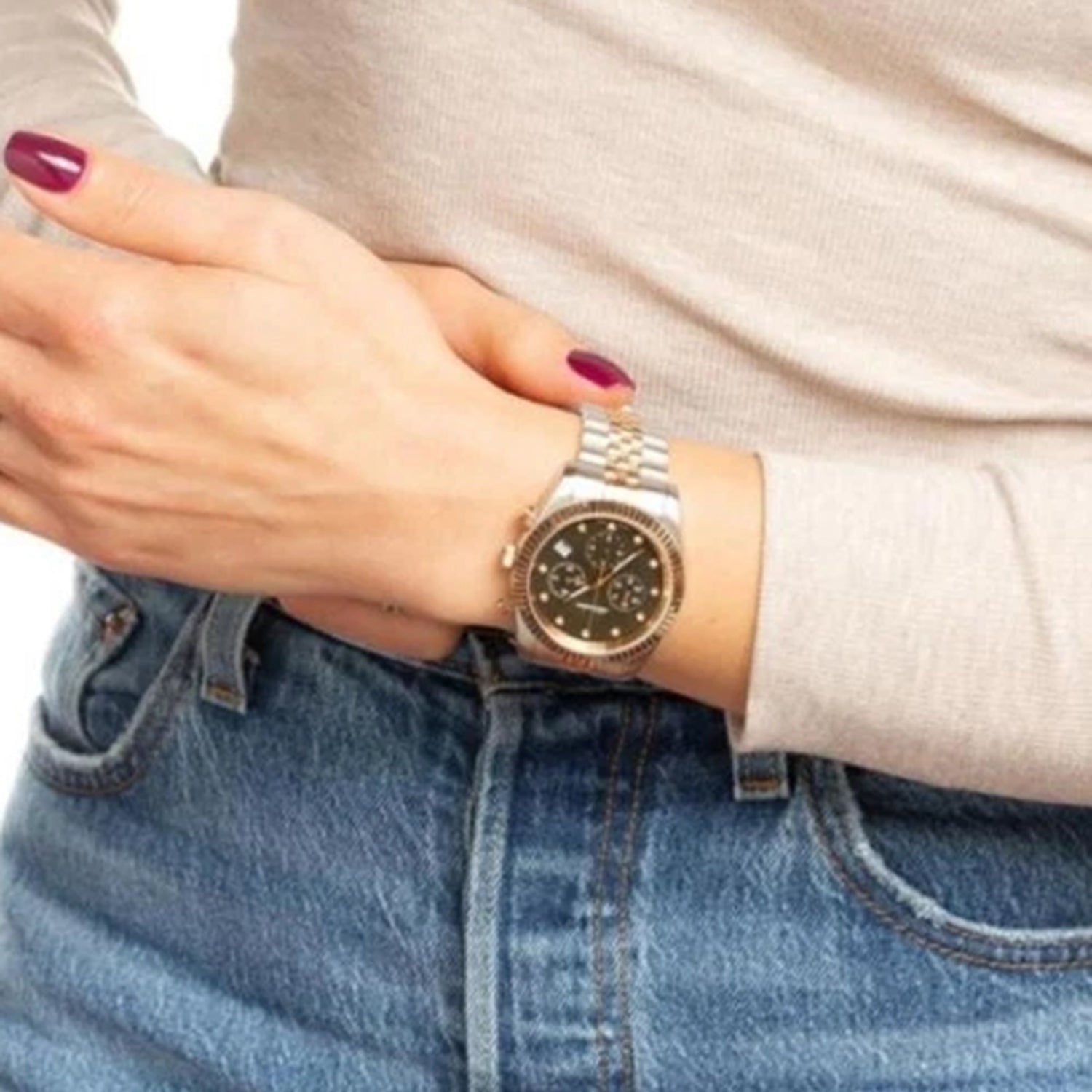 Women Quartz Grey Dial Chronograph Stainless Steel Watch A3809.R1R6CH