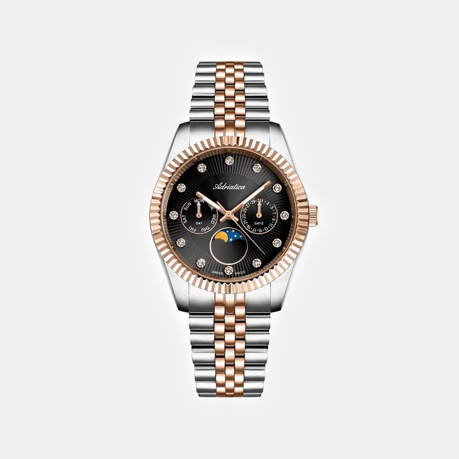 Classic Women Quartz Grey Dial Multi-Function Stainless Steel Watch A3809.R1R6QF