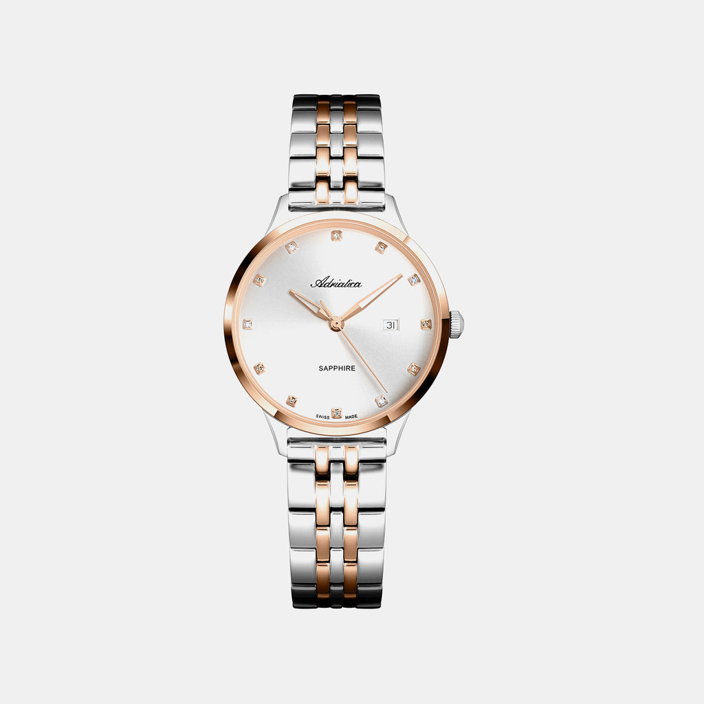 Essence Women Quartz Silver Dial Analog Stainless Steel Watch A3831.R143Q