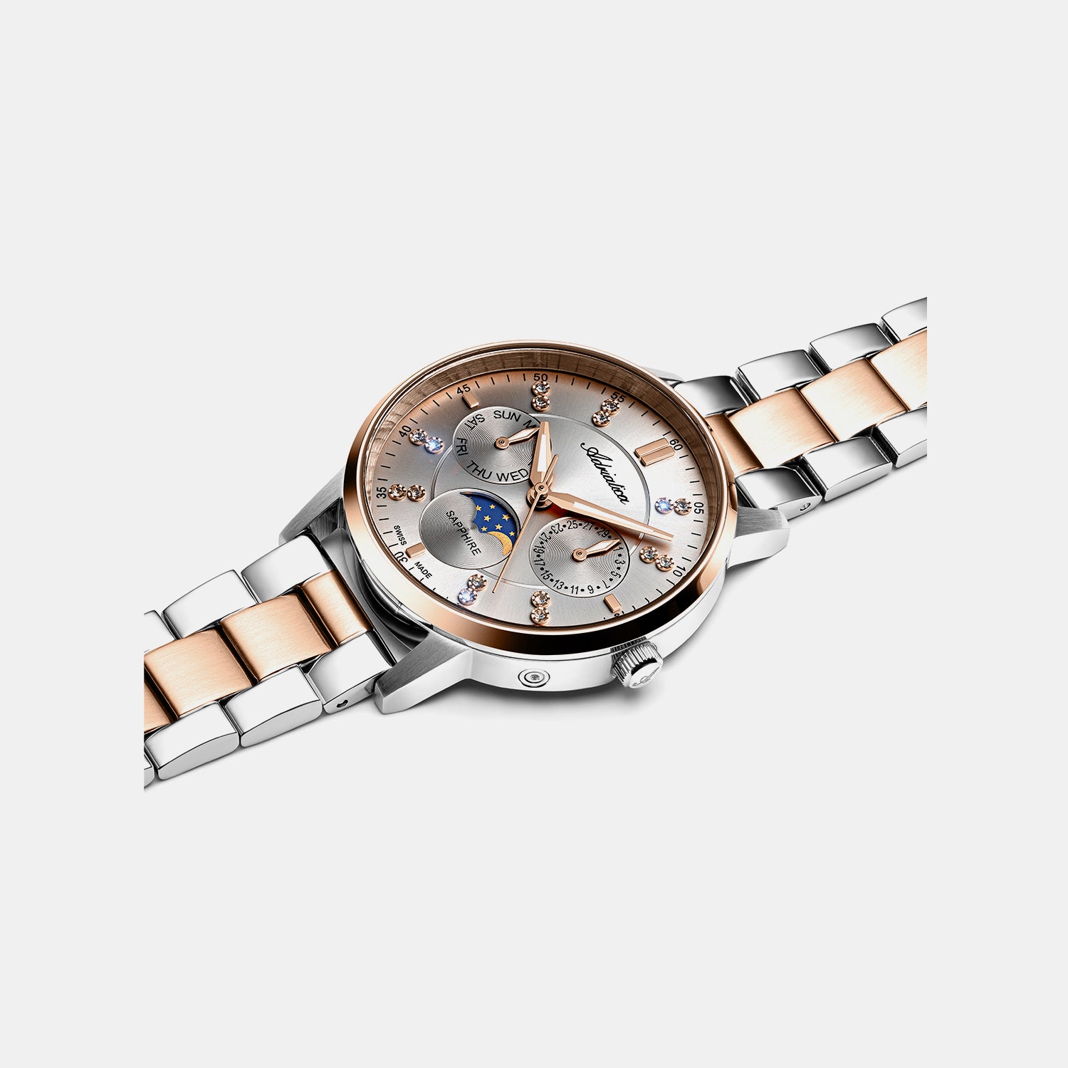 Moonphase For Her Women Quartz Grey Dial Multi-Function Stainless Steel Watch A3834.R1R7QF
