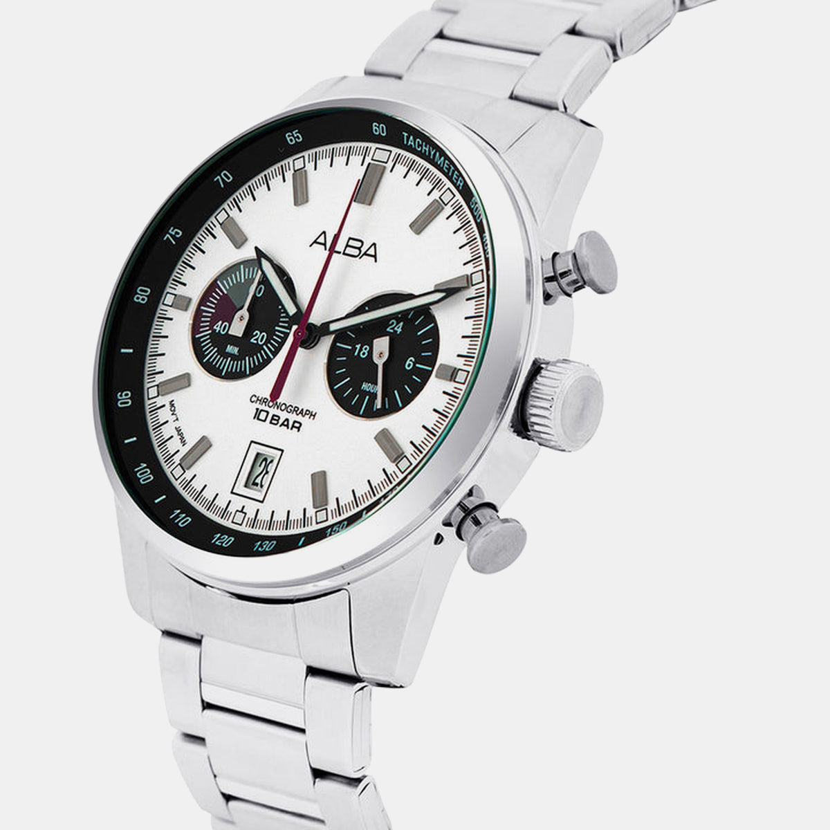 Signa Men Quartz White Dial Chronograph Stainless Steel Watch A4B009X1