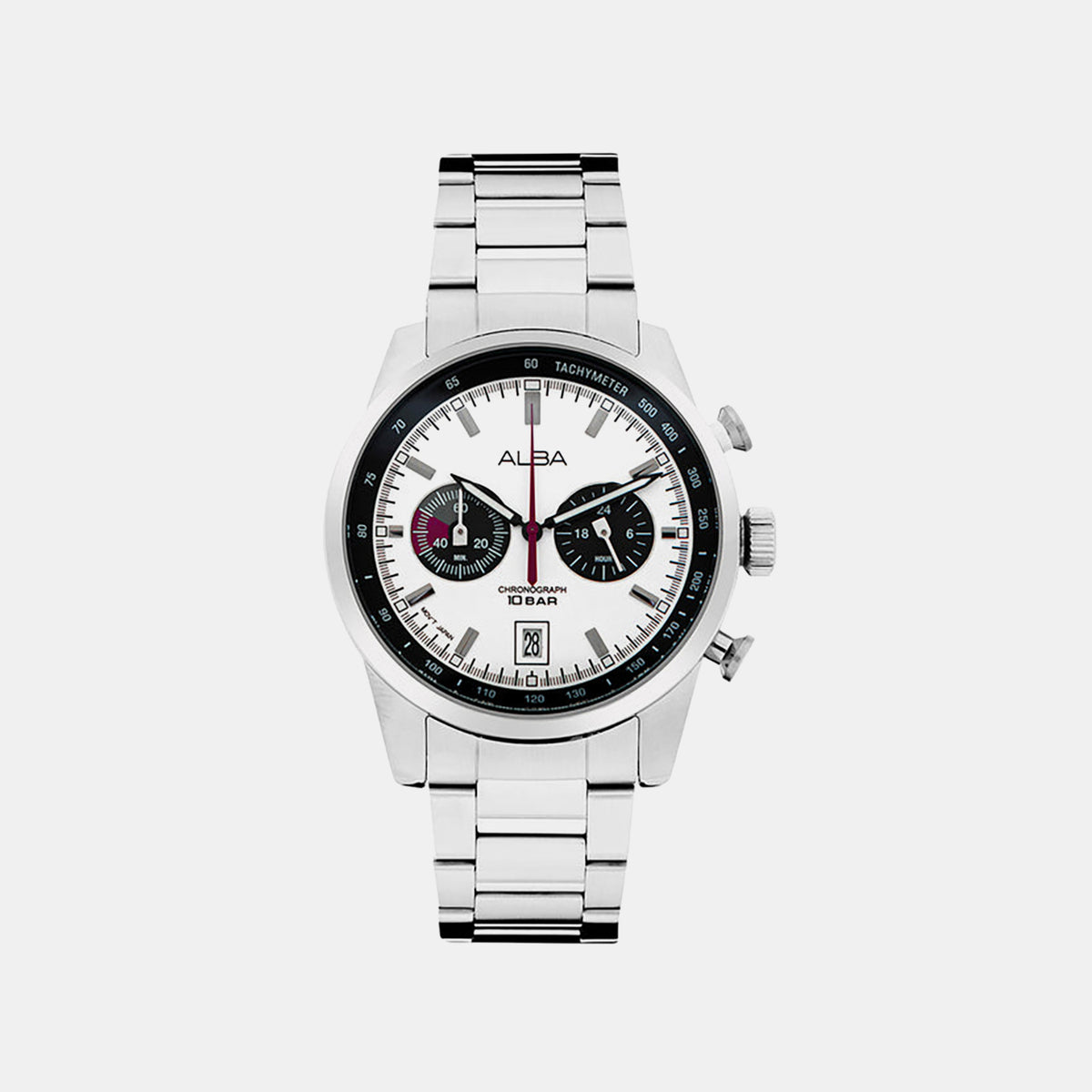 Signa Men Quartz White Dial Chronograph Stainless Steel Watch A4B009X1