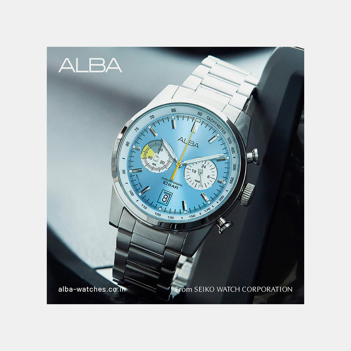 Signa Men Quartz Blue Dial Chronograph Stainless Steel Watch A4B011X1