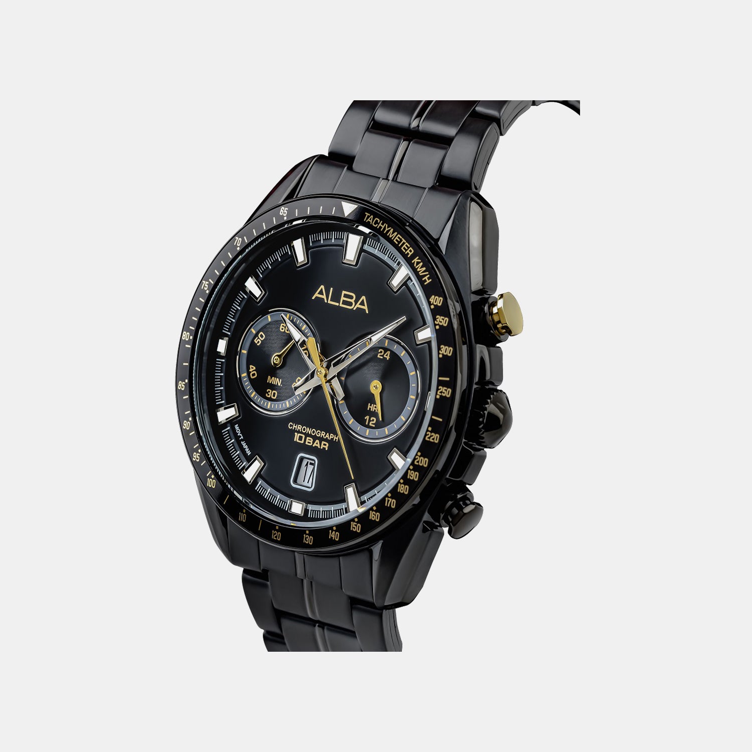 Men Quartz Black Dial Chronograph Steel Watch A4B013X1