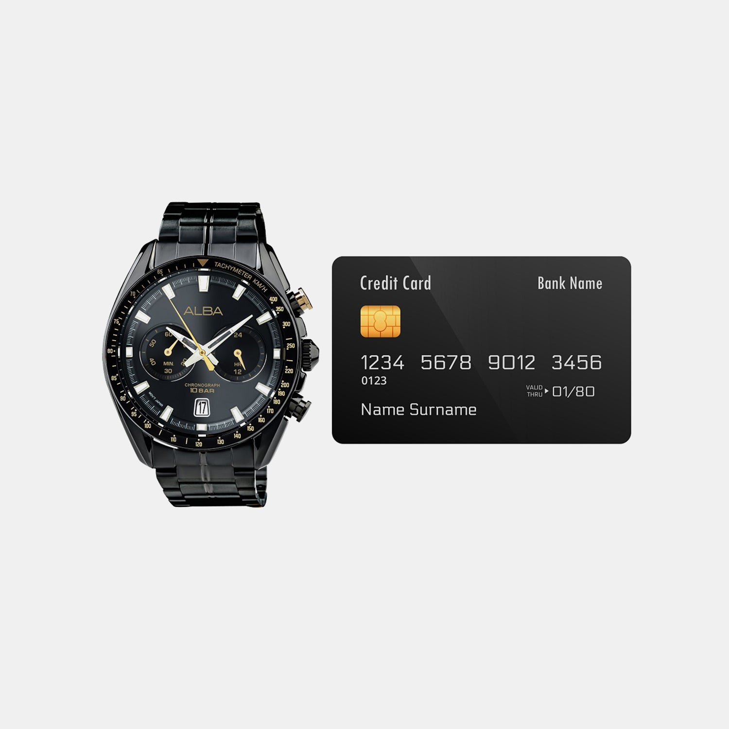 Men Quartz Black Dial Chronograph Steel Watch A4B013X1