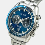 Men Quartz Blue Dial Chronograph Stainless Steel Watch A4B017X1