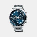 Men Quartz Navy Blue Dial Chronograph Steel Watch A4B017X1