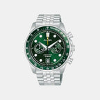 Men Quartz Green Dial Chronograph Stainless Steel Watch A4B029X1