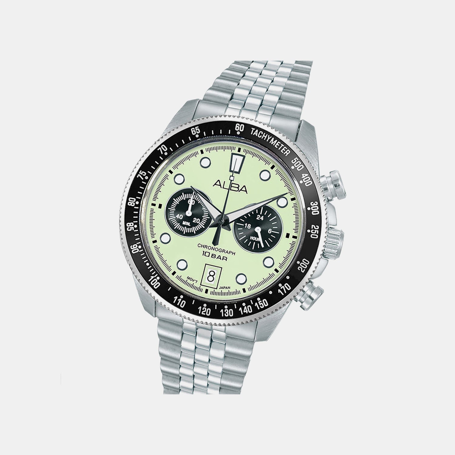 Active Men Quartz Green Dial Chronograph Stainless Steel Watch A4B033X1
