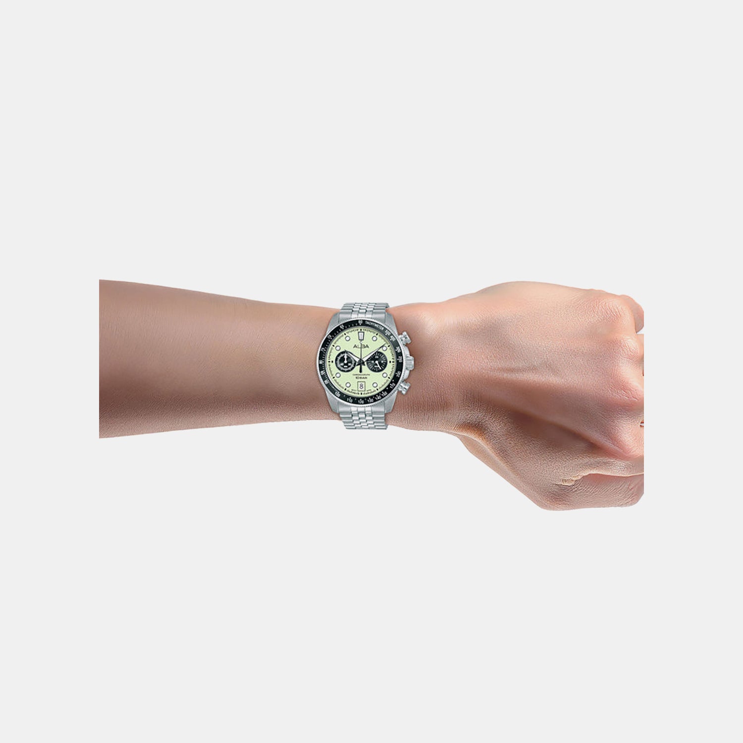 Active Men Quartz Green Dial Chronograph Stainless Steel Watch A4B033X1