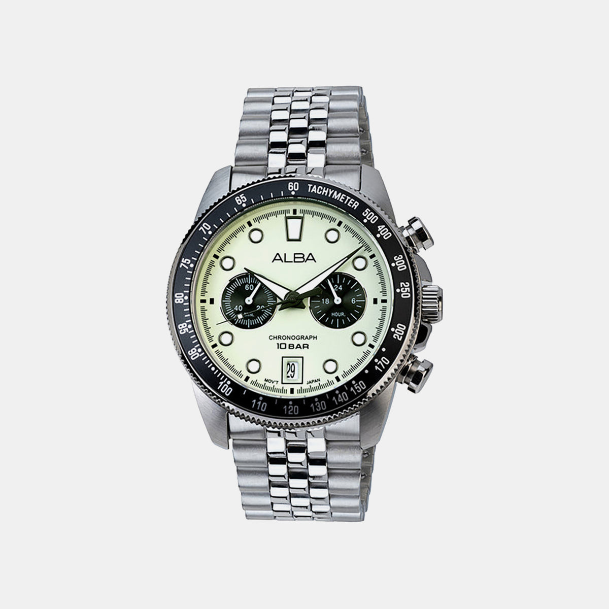 Active Men Quartz Green Dial Chronograph Stainless Steel Watch A4B033X1