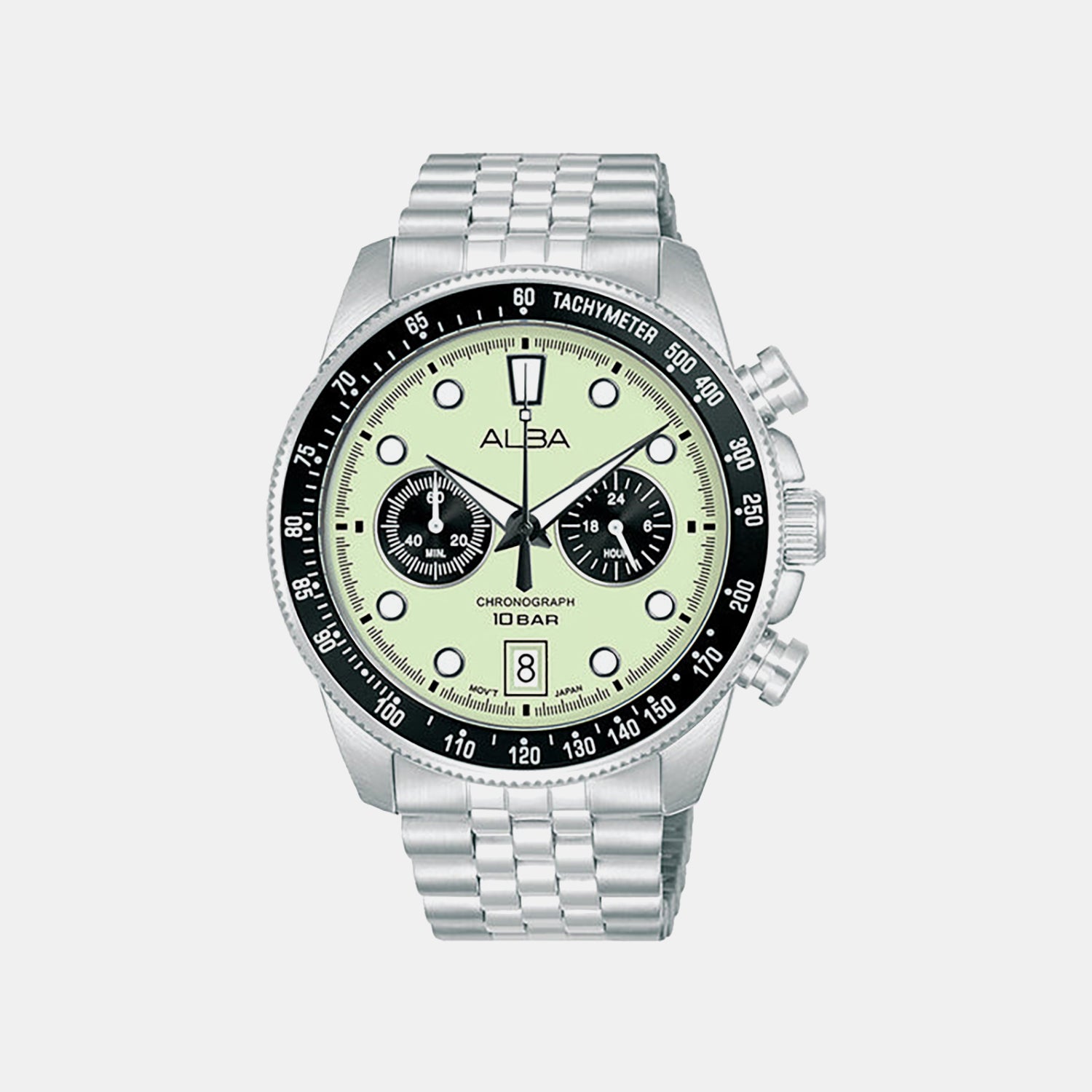 Active Men Quartz Green Dial Chronograph Stainless Steel Watch A4B033X1