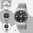 Enticer Men Quartz Black Dial Analog Stainless Steel Watch A550