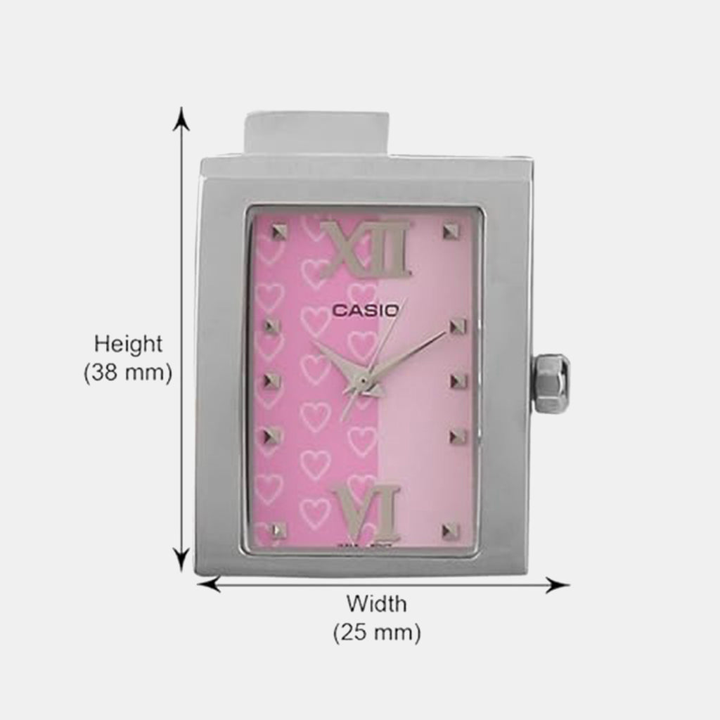 Women Quartz Pink Dial Analog Stainless Steel Watch A662