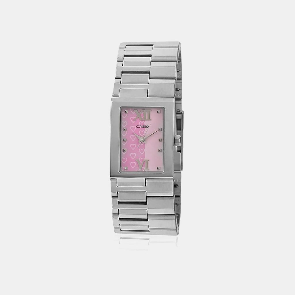 Women Quartz Pink Dial Analog Stainless Steel Watch A662