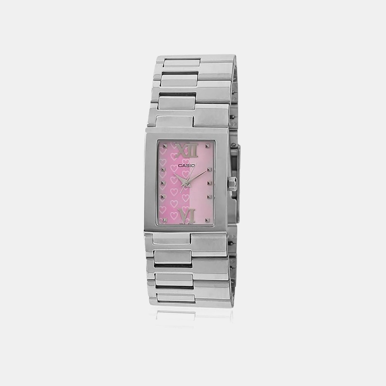 Women Quartz Pink Dial Analog Stainless Steel Watch A662