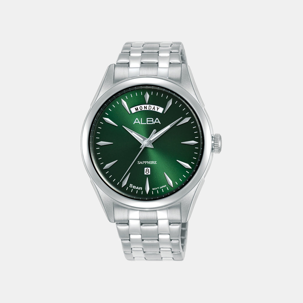 Prestige Men Quartz Green Dial Analog Stainless Steel Watch A6B007X1