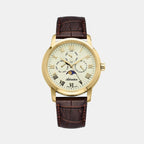 Moonphase for him Men Quartz Champagne Dial Analog Leather Watch A8134.1231QF