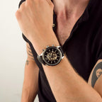 Aviation Men Quartz Black Dial Chronograph Leather Watch A8188.Y254CH