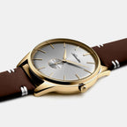 Men Quartz Grey Dial Analog Leather Watch A8264.1217Q