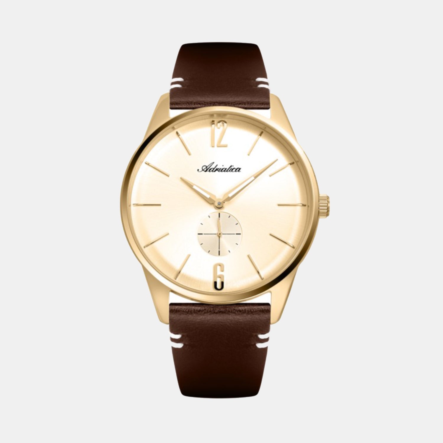 Adriatica Men Quartz Champagne Dial Analog Leather Watch A8264.1251XLQ-1