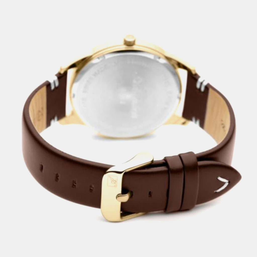 Men Quartz Champagne Dial Analog Leather Watch A8264.1251XLQ