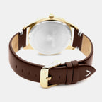 Men Quartz Champagne Dial Analog Leather Watch A8264.1251XLQ