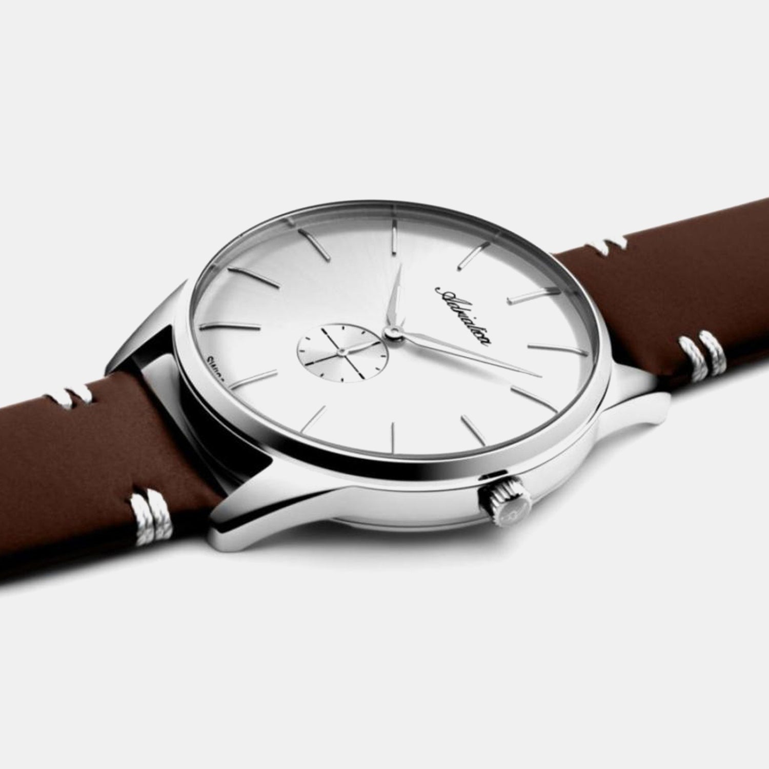 Men Quartz Silver Dial Analog Leather Watch A8264.5213Q