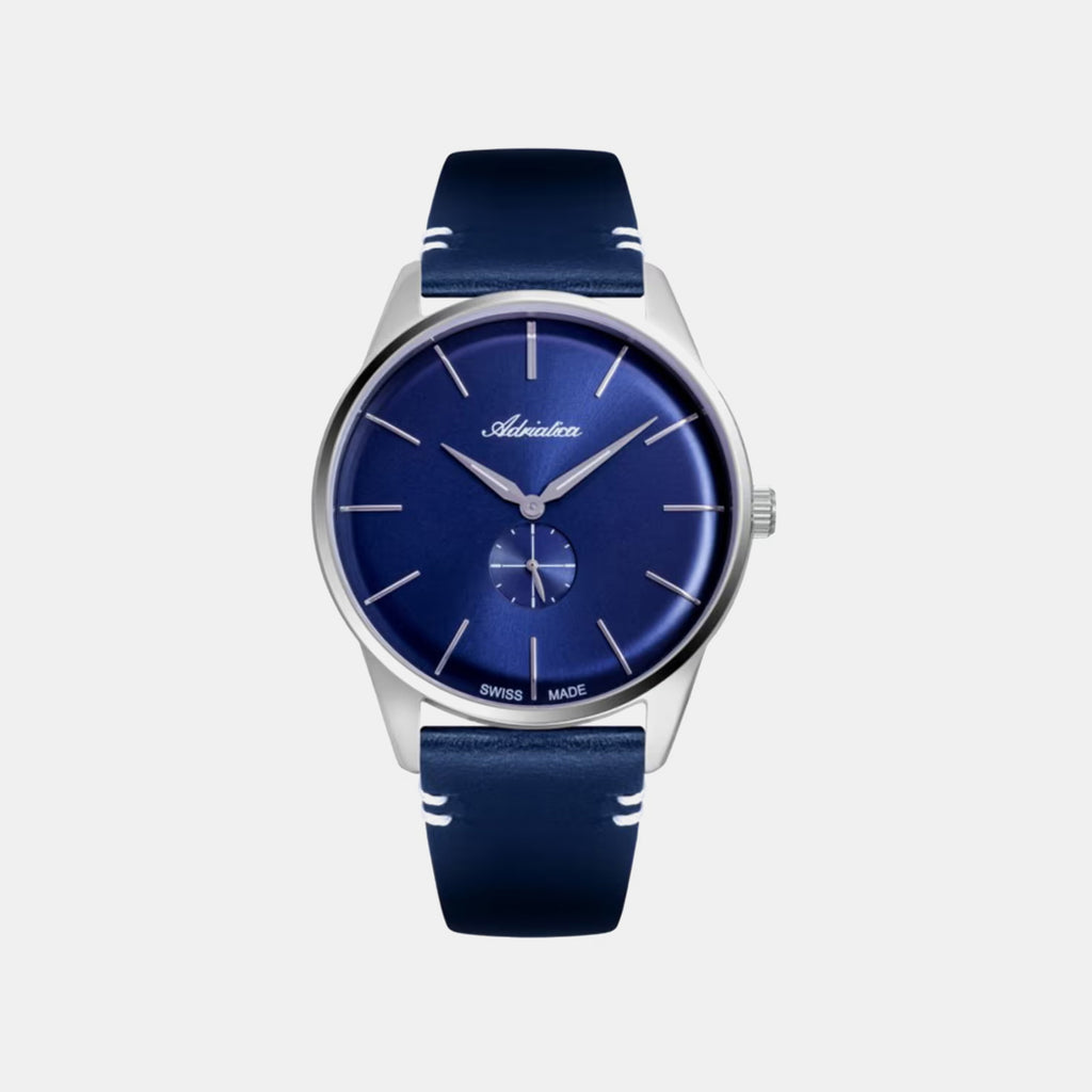 Men Quartz Blue Dial Analog Leather Watch A8264.5215Q