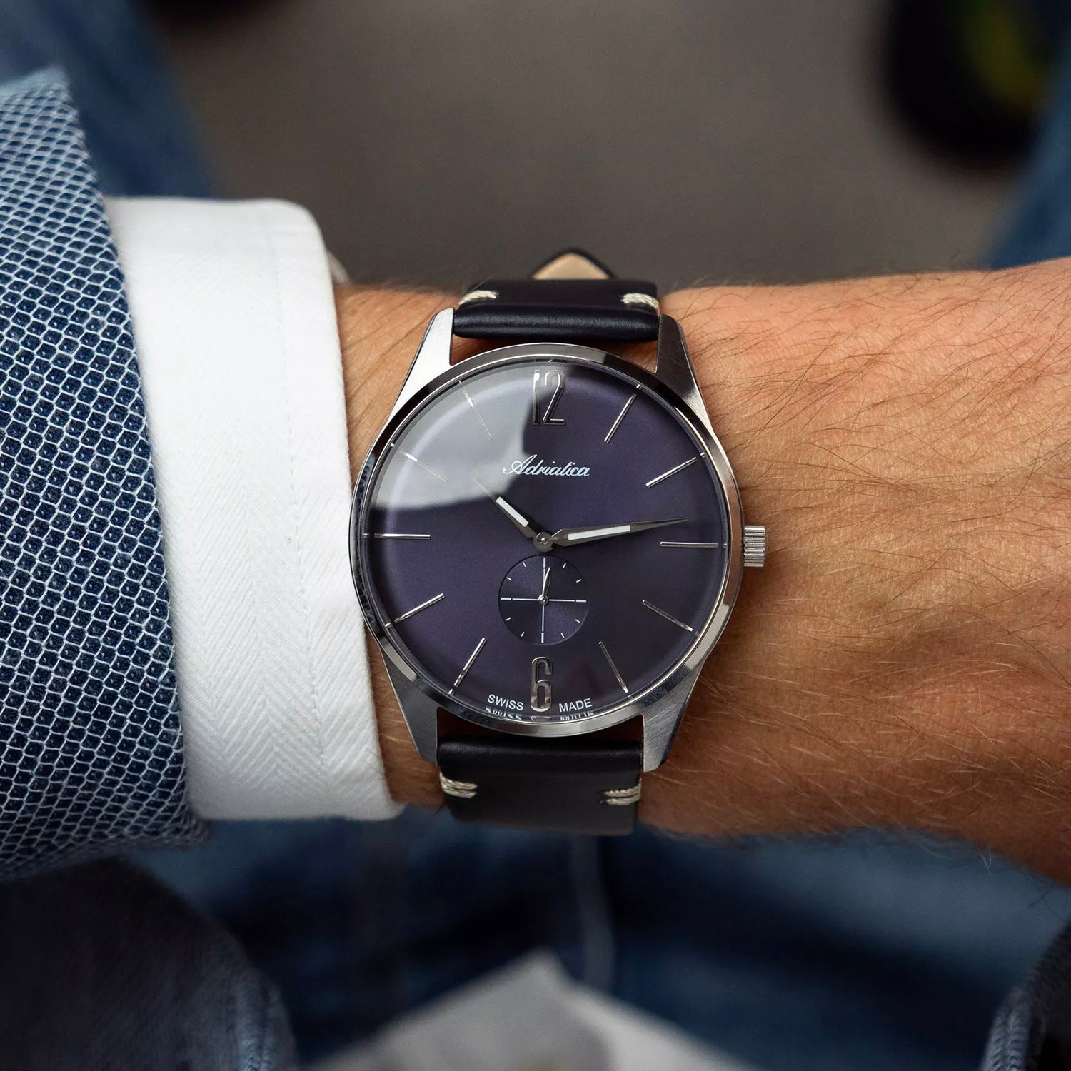Premiere Men Quartz Blue Dial Analog Leather Watch A8264.5255XLQ