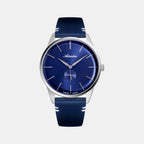 Men Quartz Blue Dial Analog Leather Watch A8264.5215Q