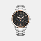 Moonphase Men Quartz Black Dial Multi-Function Stainless Steel Watch A8283.R166QF