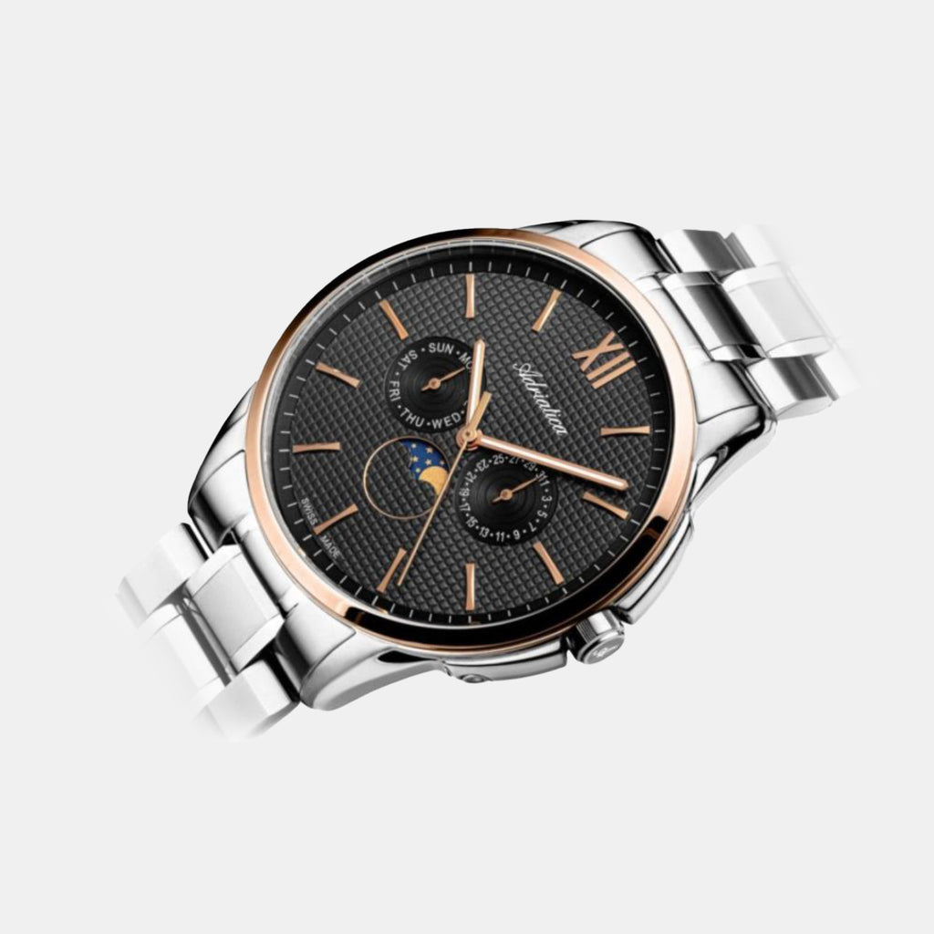 Moonphase Men Quartz Black Dial Multi-Function Stainless Steel Watch A8283.R166QF