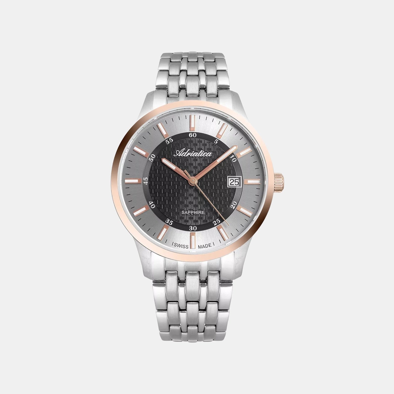 Moonphase Men Quartz Black Dial Analog Stainless Steel Watch A8283.R166QF