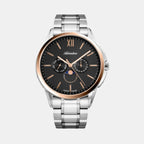 Moonphase Men Quartz Black Dial Multi-Function Stainless Steel Watch A8283.R166QF